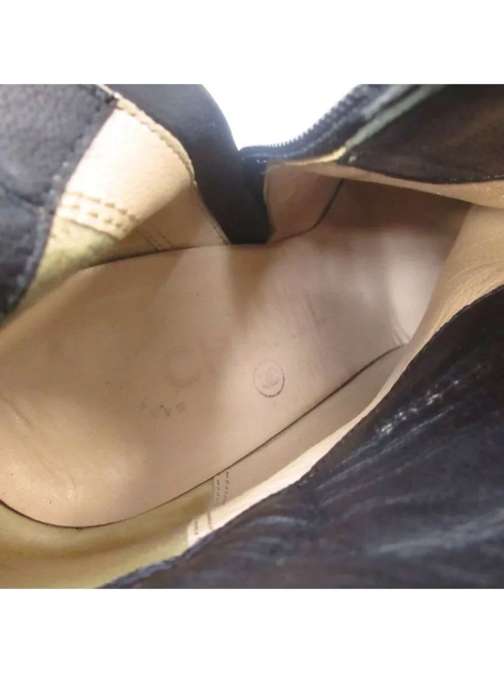 Chanel Suede Coco Mark Short Boots Heel Side Zip Black 36 - Picture 8 of 8